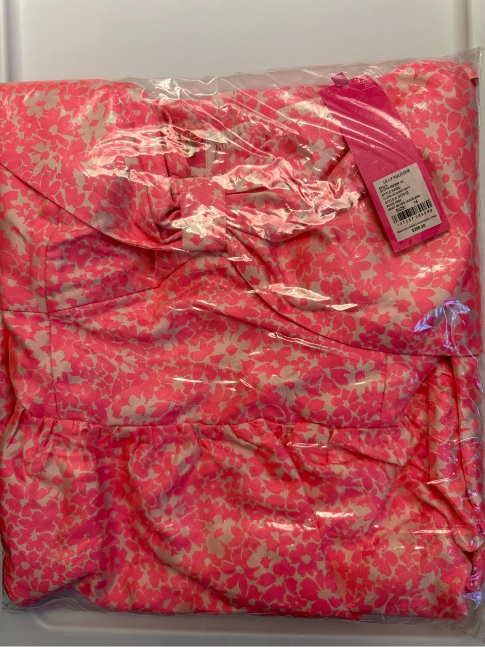 Lilly Pulitzer Ellara Midi Bow Dress - Roxie Pink Baby Blues Jacquard - 14 NWT - Picture 3 of 4